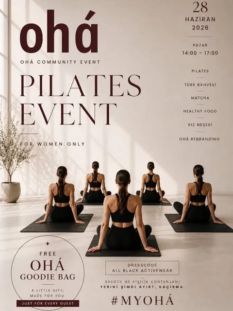 The ohá Pilates event poster — 28 June 2026, Amsterdam, #myohá